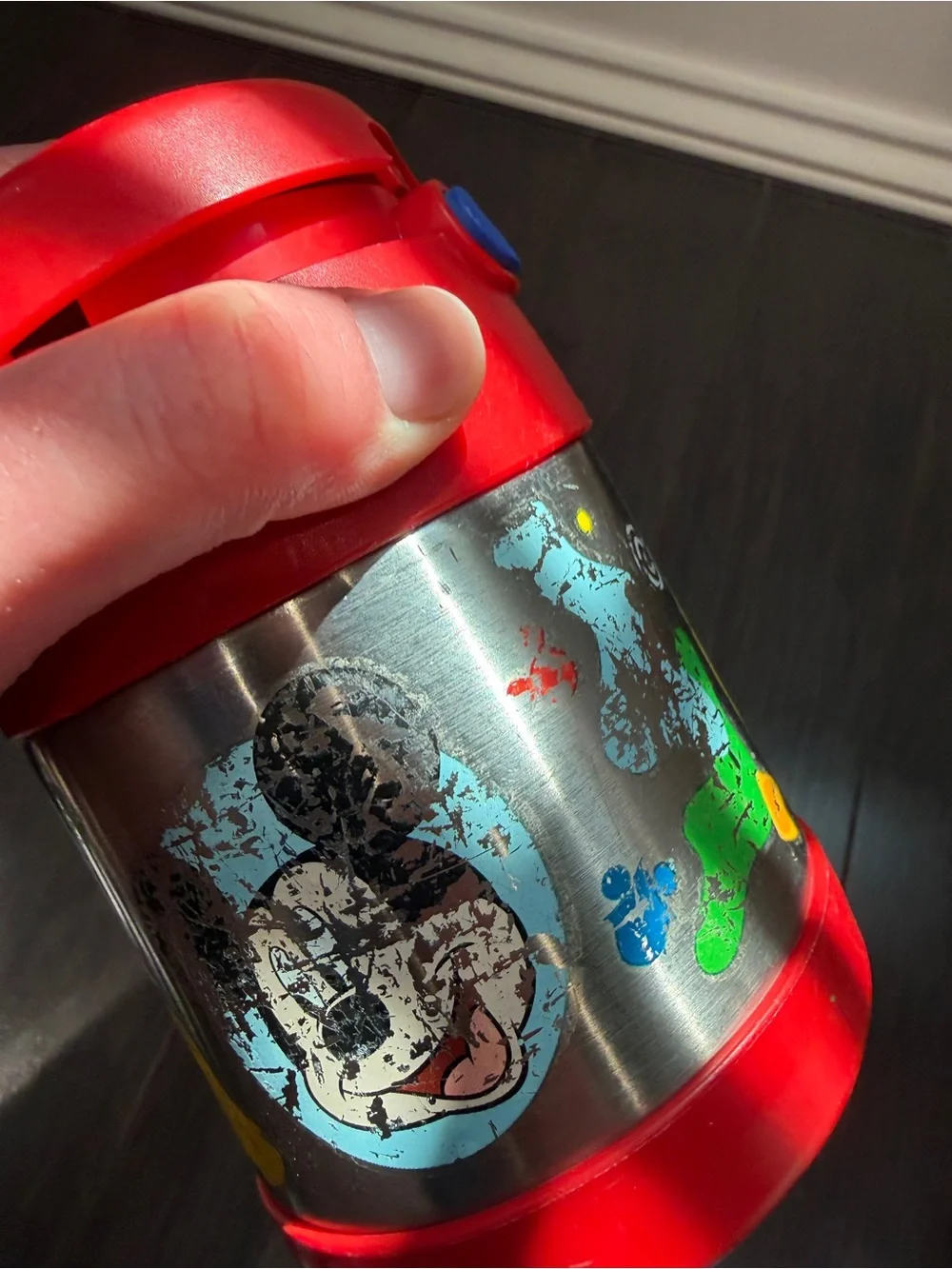 Disney Thermos Red and Blue Mickey Mouse Insulated Snack Food Lunch Jar